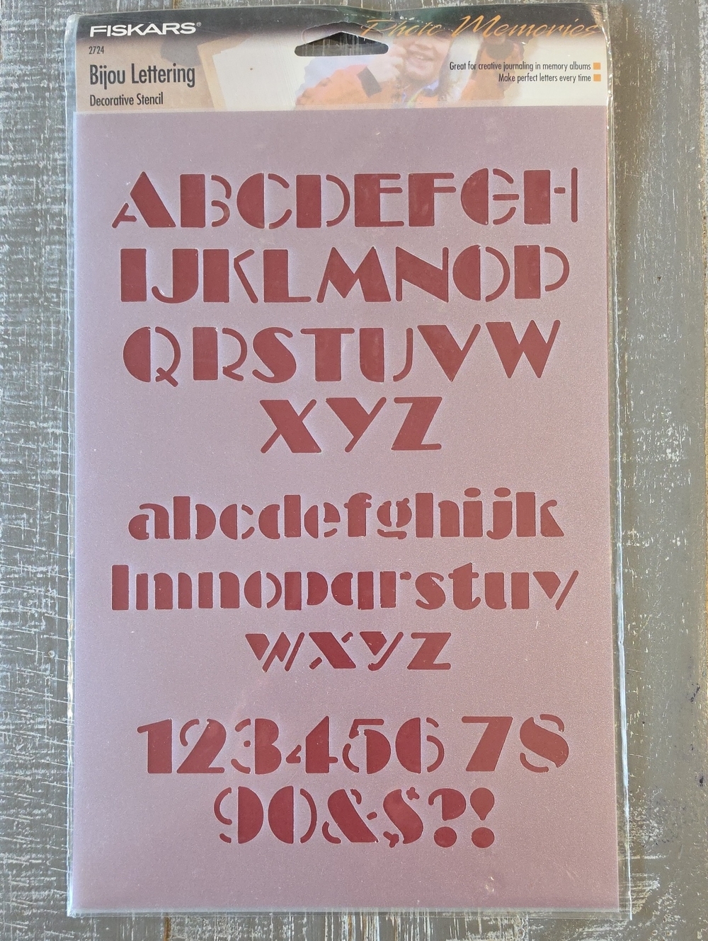 Fiskars Photo Memories Bijou Lettering Decorative Stencil (#2724) Scrapbooking